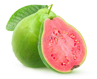 绿色皮红色果肉的水果图片