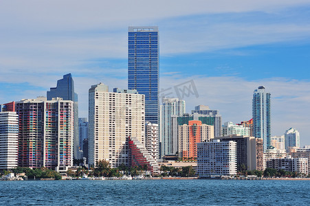 湾海城市大景摄影照片_迈阿密城市建筑