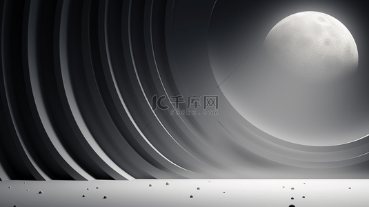 aigc月球背景图片_黑色宇宙月球几何科技感背景3