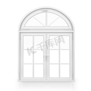 Windows。孤立在白色背景上的塑料拱窗
