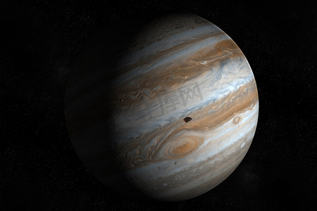 Amalthea号卫星木星五号围绕木星运行3D渲染