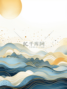 中国风描金山水纹理背景25