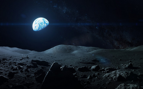 斑驳月球摄影照片_从月球看地球.美国航天局提供的这一图像的要素