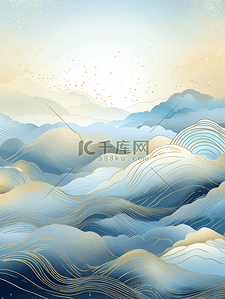 中国风描金山水纹理背景1