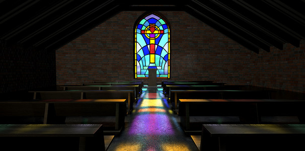 rows摄影照片_彩色玻璃窗口教会