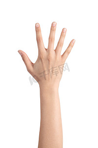 显示五个手指的女人手