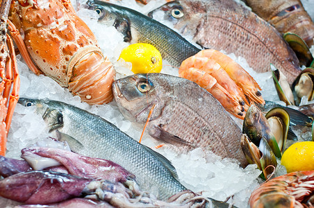 海鲜市场摄影照片_新鲜的海鲜的安排