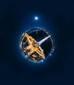 360全景vr摄影照片_夜星球。里加桥路 360 Vr 无人机图片为虚拟现实, 全景