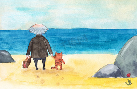 老人、 猫与海，到海滩上去淡季游览