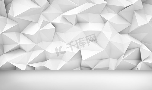 3d 渲染与立方以上白甚至连地板的几何形状的白色背景.