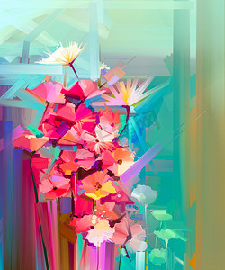 抽象油画春天的花朵