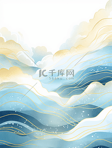 古典金边背景图片_中国风描金山水纹理背景18