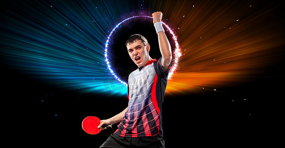 商务图片模板下载摄影照片_乒乓球运动员。下载一张乒乓球运动员的照片,用于网球拍包装设计.用于网球盒模板的图像。乒乓球.
