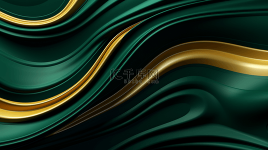 波浪渐变绿色背景图片_豪华现代 3D 背景绿色波浪渐变抽象。