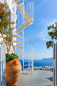 希腊圣托里尼岛摄影照片_希腊圣托里尼岛美丽的细节