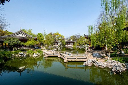 美陈摄影照片_吴江市与古镇的珍珠塔花园花园假山凉亭