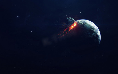 行星爆炸。启示录。《时代的终结》科幻小说艺术。深空之美美国航天局提供的这一图像的要素