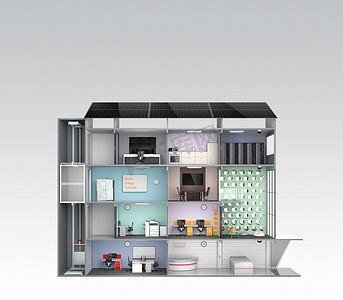 Energy摄影照片_Smart office building concept for energy efficient appliances.