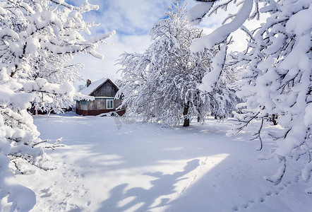 小山村摄影照片_冬季童话故事中的那个小山村