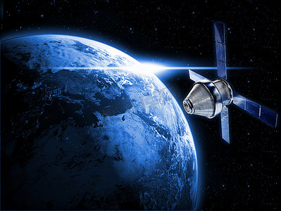 传输数据摄影照片_在太空中的卫星传输数据
