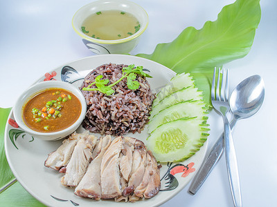稻摄影照片_泰国鸡肉饭