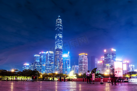 深圳市天际线与建筑景观夜幕