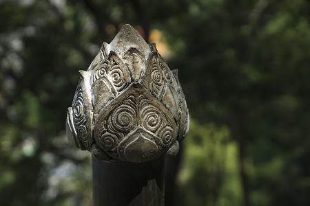 Stone lotus at  Wat Tham Sua, Krabi, Thailand Ancient sculpted stone