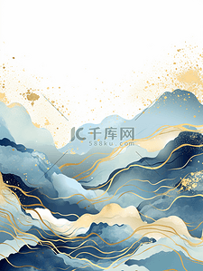 中国风描金山水纹理背景23