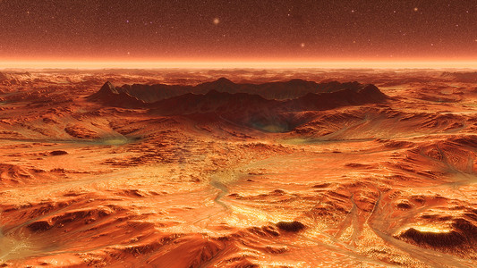 网页弹出说明摄影照片_火星表面尘土飞扬。3d说明