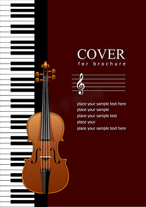 Cover for brochure with Piano with violin images illustr