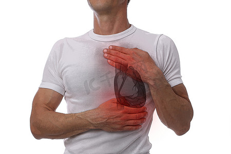 心脏部位有疼痛的人。心脏健康, 高血压的预防概念