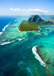 毛里求斯岛的空中景观