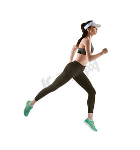 运动跑步女人在白色背景