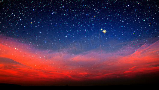 银河系摄影照片_夜晚的天空与五颜六色的星星。抽象天空背景.