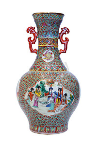 花瓶古董摄影照片_中国古董花瓶