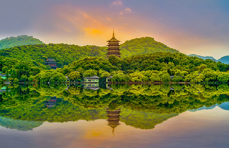 杭州亚运主场馆摄影照片_杭州西湖秀丽的风景