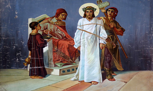 第一站的十字架，耶稣是被判死刑