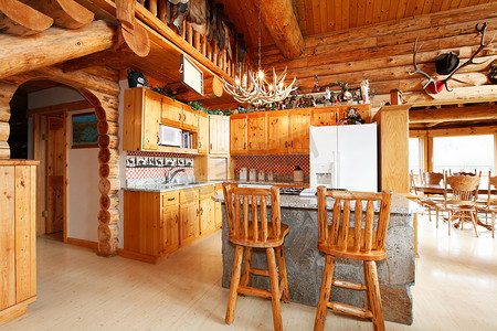 厨房里的小木屋房子里的房间
