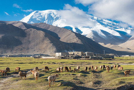 中国新疆-2015 年 5 月 21 日︰ 羊卡拉库里湖。著名的景观，喀喇昆仑公路在帕米尔山区，阿克陶县、 克孜勒苏柯尔克孜自治州，新疆，中国.