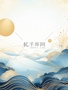中国风描金山水纹理背景31