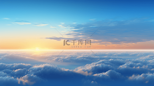 太阳能光伏行业背景图片_蓝色云海日出风景简约背景28
