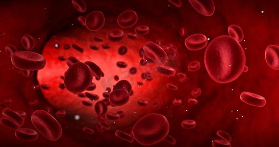 健康医疗摄影照片_血红细胞中的动脉，体内流
