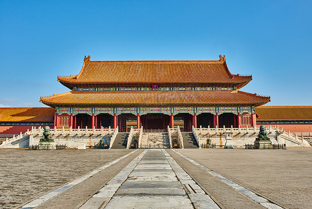 府邸大门摄影照片_Taihemen 的最高和谐故宫紫禁城的大门