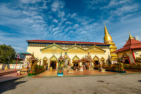 George Town, Penang, Malaysia：Chaiya Mangalaram Thai Buddhist Temple, or Wat Chaiya Mangalaram.1845年由泰国佛教僧侣建立的著名的泰国寺庙。以其令人印象深刻的建筑著称.