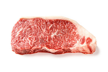 和牛 striploin 牛排上白色孤立