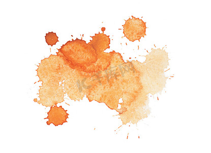 Abstract watercolor aquarelle hand drawn yellow drop splatter stain art paint on white background illustration