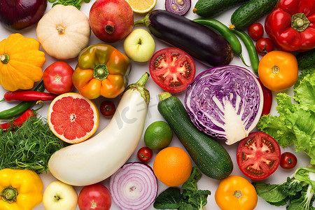 新鲜天然水果和蔬菜的种类