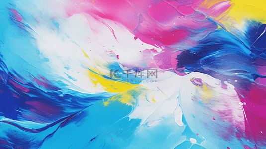创意泼溅背景图片_带有紫色点的抽象蓝色绘画。