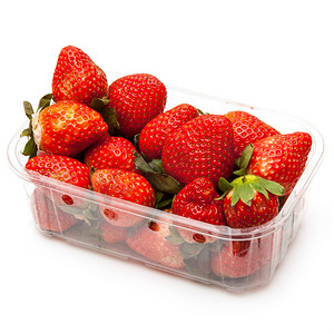 一盒草莓摄影照片_框或篮草莓