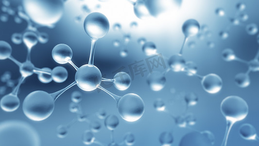 小分子肽摄影照片_科学,化学和生物技术的分子或原子清洁结构背景,摘要背景, 3D渲染.